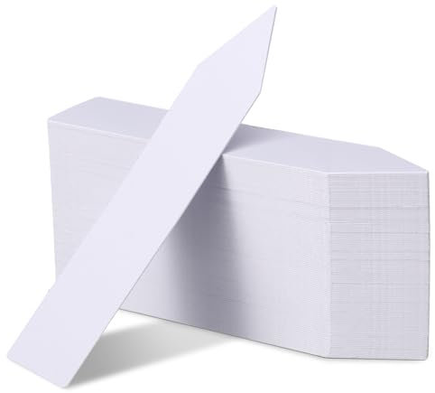 Nynkyon 100 Pcs Plant Labels, Plastic Plant Markers & Labels, White T-Type Plant Labels for Outdoor Plants, Garden Markers Waterproof for Seed Seedling Herb Vegetables Flower Potted Plant 10x2cm