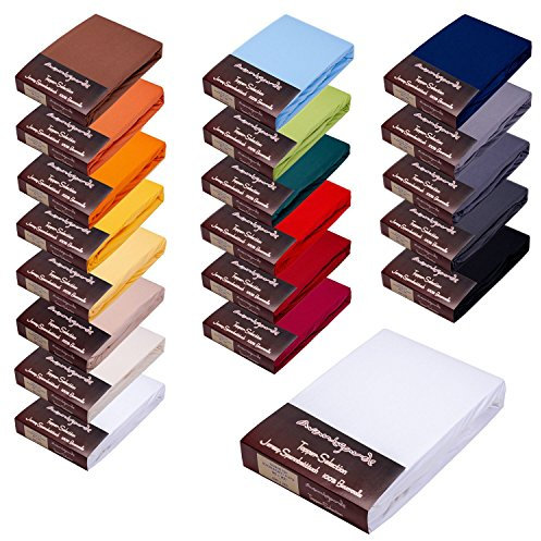 AVANTGARDE Premium Topper - Spannbettlaken - 140x200-160x220 cm - extra niedriger Steg - für Boxspringbett - Topperauflage - Spannbetttuch Jersey Baumwolle (01 Weiß, Topper 140x200cm - 160x220cm)