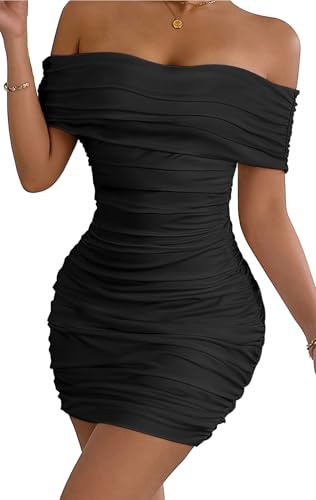 Ausing miniklänningar damer kort sexig axellös klänning figurbetonad bodyconklänning party klubb eleganta cocktailklänningar för kvinnor rygglös aftonklänning klubbkläder sommarklänning XS-L, svart