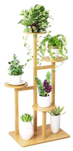 SRHIMEOS Estantería para Plantas Bambu, Soporte para Plantas De Madera Esquina, Estanteria para Flores con 5 Niveles, Escalera De Exhibición para Flores, Estante De Macetas Decorativo