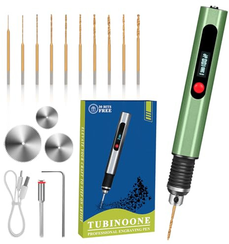 3-Speed Cordless Mini Drill Pen, Rechargeable DIY Electric Hand Tools with 10 Small Drill Bits for Jewelry Making Stone Plastic Resin Keychains-Beginner Friendly (Olive Green)