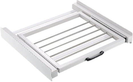 Fackelmann 129750 Kit de superposition lave-linge sèche-linge coulissant, Cadre Intermédiaire pour Lave-linge et Sèche-linge, Acier laminé à froid, aluminium, Blanc, 60 x 54 x 7.5cm