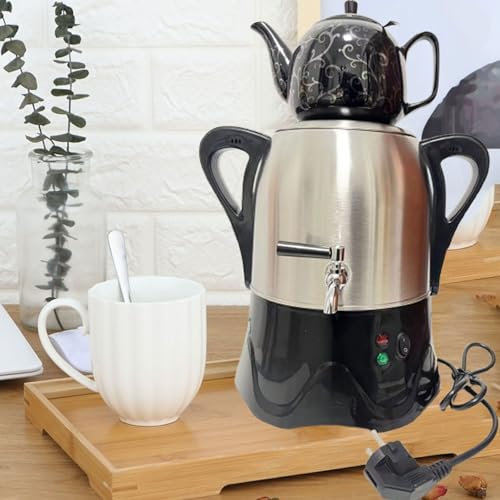 Electric Turkish Tea Maker, Multifunctional Teapot, 3L Stainless Steel Teapot, 1L Ceramic Teapot, with Keep Warm Function, Electric Turkish Samovar, Coffee Maker Set, for Scented Tea, Turkish Tea