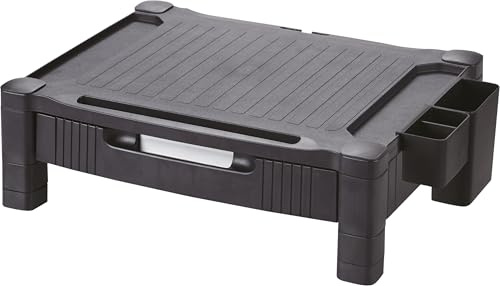 Alco-Albert 5535-11 - Monitorständer mit Schublade, 2-Fach höhenverstellbar, 43,5 x 33,6 x 13,3 cm, 20 kg Tragkraft