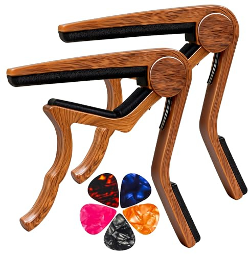 Capo Guitar Capo for Acoustic and Electric Guitars acoustic guitar capo,capo for acoustic guitar 6 string- 2 Packs with 5 Picks (Wood)