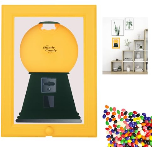 Sweet Dispenser Picture Frame, Handy Candy Frame Dispenser for Kids Room and Office Desk, Yellow Candy Dispenser Machine with 30x21x2cm Size, Perfect for Treats and Gifts (Yellow) 