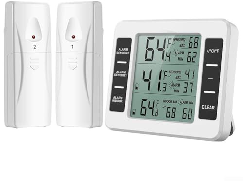 Inomhus utomhustermometer trådlös med 2 fjärrsensor, övervakning av elektroniska hushållstermometer, digital termometer hygrometer