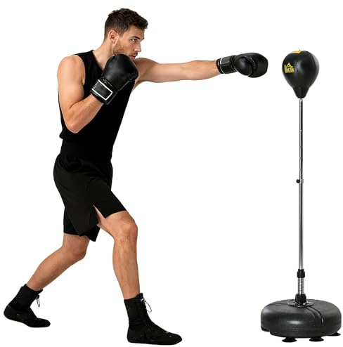 HOMCOM Punching Bag with Stand Speedball for Teens 133-151 cm | Freestanding Boxing Bag Set, Adjustable Height