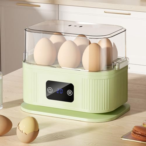 Elektrisk Äggkokare, Oval Äggkokare för 6 Ägg med One-Touch Kontroll och Timer, Skydd mot Torrkokning och Automatisk Avstängning, Platsbesparande Design för Hem Kontor Studentrum