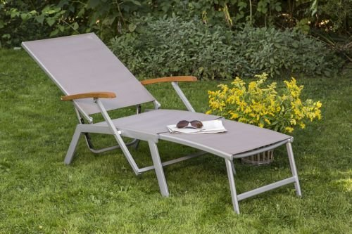 MERXX Naxos Deckchair, Gestell: Silber Holz: Braun