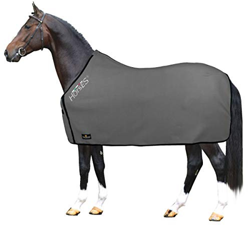Horses, Coperta per Cavallo in Pile, Modello Basic, Morbida e Comoda, ideale per Trasporto e Dopo Lavoro, Grigio 128 cm