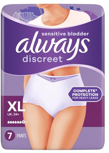 Always Discreet Inkontinenz-Höschen Für Frauen Plus XL 7 Stück, Schliesst Gerüche Und Flüssigkeit Sofort Ein