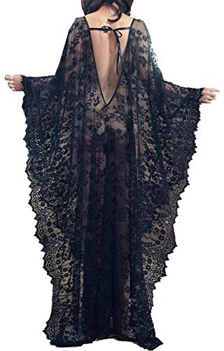 L-Peach Donna Abito Lungo Maxi Pizzo da Spiaggia Kaftan Parei Copricostume Copribikini Cover ups