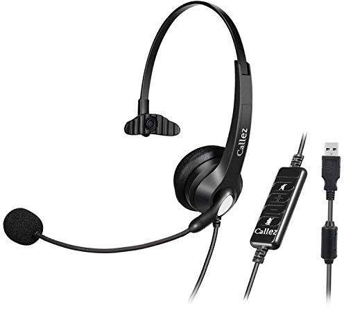 Auriculares USB PC con Micrófono Cancelación de Ruido y Controles de Audio, Cascos PC para Business UC Skype Softphone Ordenador Oficina Centros de Llamadas, Voz Cristalina, Super Ligero y Cómodo