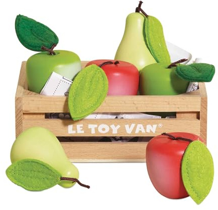 Le Toy Van - Wooden Honeybee Market Apples & Pears Crate, Supermarket Pretend Play Shop Food