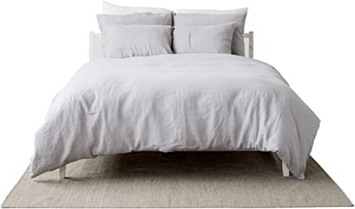 My Linen Home Ropa de Cama de Lino Puro 100% Lavado a la Piedra Gris Claro, Individual Incluye 1 Funda Nórdica 140x200 cm y 1 Funda Almohada 50x70 cm I Hipoalergénicas, Reguladoras de la Temperatura