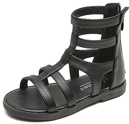BININBOX Sandalias de vestir Niña Sandalias Romanas Zapatos Gladiador Verano (Negro, numeric_36)