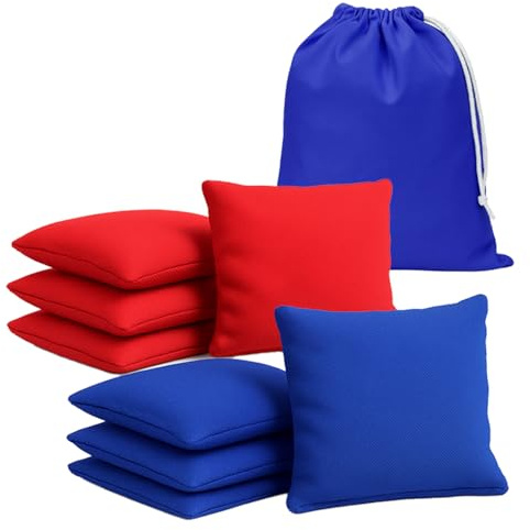 Bolsas Oficiales de Cornhole | 4 Bolsas Azules y 4 Rojas | Dimensiones Oficiales | 100% Algodón | Impermeable | Juego Americano | Juego al Aire Libre | Amigos y Familia | OriginalCup®
