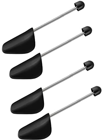 2 Pairs Black Plastic Shoe Tree Stretcher Shaper Portable Men Support Shoes Adjustable Spring Holder Shaper for Keeping Shoes in Shape