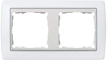 CABLEPELADO Marco compacto para 2 elementos Simon 82 | Marco de 2 elementos y bastidores | ‎82620-30 | Apto para superficie y empotrar | Dimensiones: 89x158 mm | Color Blanco
