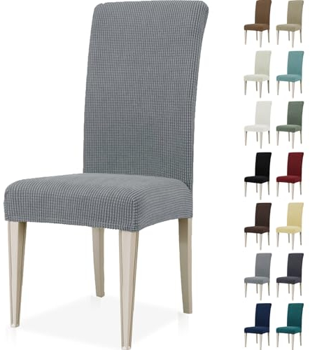 Ystyle Fundas Sillas De Comedor Pack 4, Fundas para Sillas Ajustables, Funda para Sillas Elástica, Cubre Funda Protectora Sillas Lavables para Banquetes Hogar Restaurante Hotel, Gris Claro