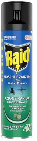 Raid Mosche e Zanzare Spray Fiori d'Arancio Insetticida, Antizanzare e Antimosche, Azione Rapida, 1 Confezione da 400 ml