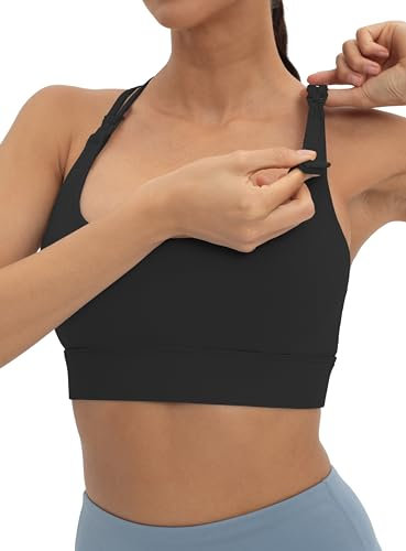 Gowjog Schwangerschafts Still BH Still Top BH Stillen Still Sport BH Sexy Crisscross Back Workout Yoga Fitness Schwangerschafts-BH Schwangerschaft Tank Top (Schwarz,L)