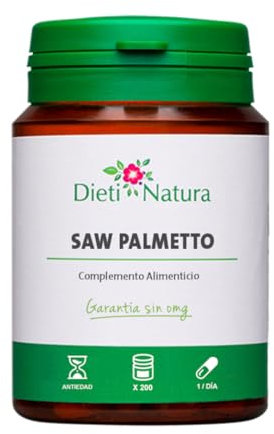 Dieti Natura Saw Palmetto 200 Cápsulas - Apoyo Natural para la Salud Prostática y Urinaria Masculina - Alivio de la Hiperplasia Benigna y Mejora del Flujo Urinario - Fórmula Tradicional