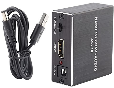 Segrehy Convertidor Divisor de Audio HDMI 4K*2K, Extractor con Salida SPDIF+3,5 mm, HDMI a HDMI+Audio, para Entretenimiento en el hogar