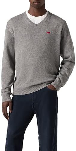 Levi's Pull à col en V pour Homme, Mid Tone Grey Heathe, M