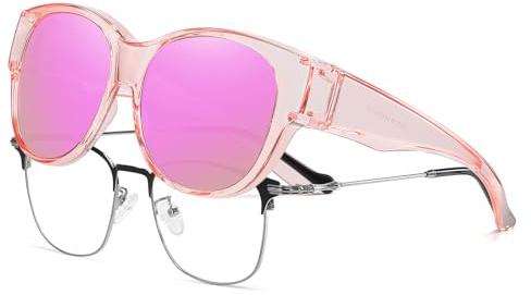 HAOLOTA Fit Over Glasses Sunglasses for Women Polarized, Trendy Cat Eye Sunglasses Wear Over Glasses, UV Protection