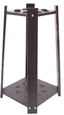 meiliwmlo Support de queue de billard d'angle - Support de sol - Support de queue de billard - Forme carrée - Rangement organisé - Design poreux - Convient pour le salon et le bar (marron et noir)