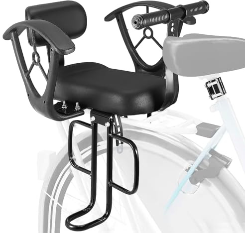 Rear Child Bike Seat with Handrail,Comfortable Width Adjustable Rear Mounted Child Bicycle Seat with Thick Back Rest Armrest Foot Pedals for Most Bicycle Rear Frames for Children Aged 2 to 8 Years Old