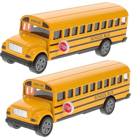 Gatuida 2 Piezas Autobús Escolar De Juguete De Metal Autobús De Juguete Mecanismo De Años para Jugar El Patio o Interiores