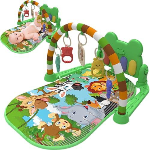 Gcroet Baby Play Mat Sensory Crawling Musicial Baby Play Gym with Arch Kick Detachable Educational Activity Mat, Battery Operated Piano for 0-36 Months Style 1.