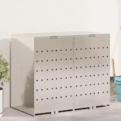 Générique Rangement de Poubelle à roulettes pour 3 poubelles Argent,Maison & Jardin,Produits ménagers,Accessoires pour conteneurs à déchets,Cache-conteneurs à déchets,Argent,45.7 KG,3394788
