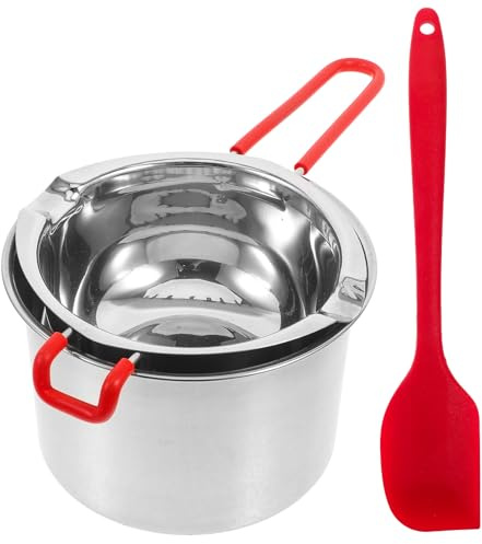 SAFIGLE Set Pentola a Bagnomaria in Acciaio Inox 201 da 3 Pezzi per Sciogliere Cioccolato, Cera e Burro, Doppia Caldaia Beccucci Versatori e Manico Isolante, Adatta per Colore Casuale