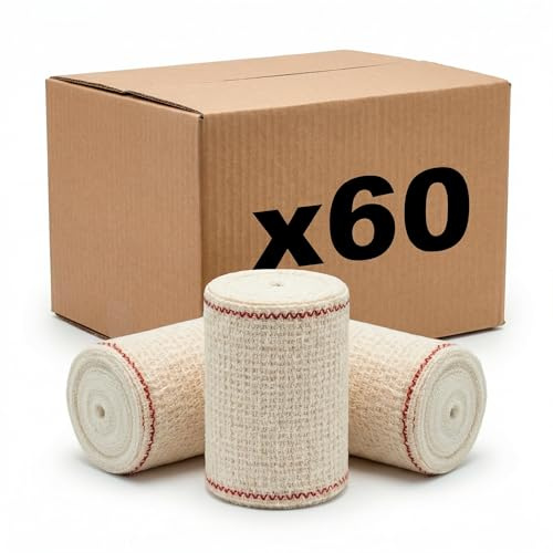 KMINA Venda de Crepe Elastica 10 cm x 10 m Blanca, Algodon (60 uds)