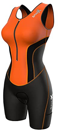 Women Triathlon Suit Tri Short Racing Cycling Swim Run (Large, Neon Orange)