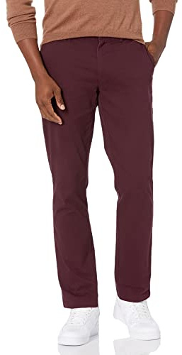 Amazon Essentials Men's Slim-Fit All-Day Stretch Casual Chino Pant, Burgundy, 36W x 32L