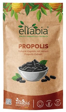 Cápsulas de propóleos, 1000 unidades, alta dosis diaria de 450 mg, resina de abeja natural