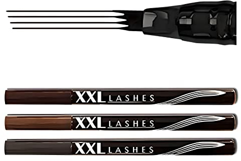 XXL Lashes Stylo de tatouage sourcils, 4-Tip-Pen, Crayon sourcils étanche Microblading avec applicateur de précision à 4 lignes, Maquillage sourcils, Crayon à sourcils à 4 pointes (Gris)