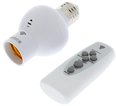 P Prettyia Adaptador de Portalámparas Inalámbrico E27 a E27 con Base de Lámpara de Plástico con Control Remoto