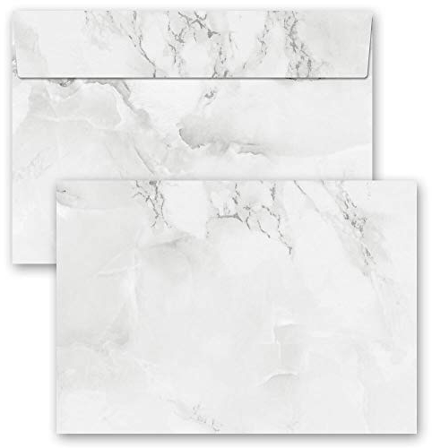 Briefumschläge Marmor & Struktur, MARMOR HELLGRAU 25 Briefumschläge DIN C6 (162x114 mm) | Paper-Media