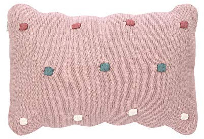 Lässig Kinder Strickkissen Knitted Pillow aus Baumwolle in der Farbe Dots Dusky Pink, Maße: 35cm x 22cm x 6cm, 1542013799
