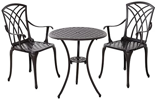 Outsunny 3 Pieces Garden Dining Set for 2 Bistro Set Brown