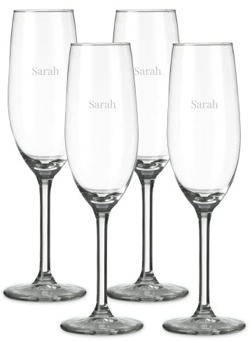 Coupes de Champagne personnalisées - Fûtes à Champagne en Verre pour les Grandes Occasions et Célébrations avec une Gravure de grande Qualité réalisée au Laser, Personnalisable avec Nom et Texte (4)