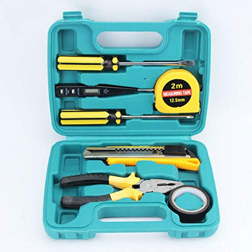 Juego de herramientas de reparación de 12 piezas, kit de herramientas de mano general para el hogar con caja de herramientas de plástico