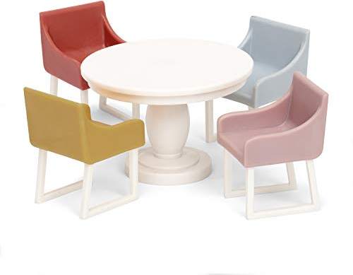 LUNDBY Puppenhaus Esszimmer Möbel Tisch und Stühle Set, 5-teilig Puppen Haus Puppenzubehör für Minipuppen 11 cm – Alter 4+, Maßstab 1:18