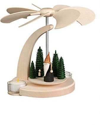 Seiffener Volkskunst | Weihnachtspyramide Teelicht Bogenpyramide | 18 cm Pyramide | Moderne Volkskunst aus dem Erzgebirge | 16266 | Bergwichtel